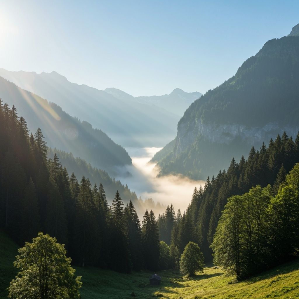 Swiss mountain environment with natural daylight and wellness elements